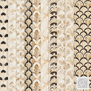 Papeles Art Déco de acuarela para imprimir digitalmente: papeles vintage de diario, descarga digital, imprimibles, para collage y scrapbooking.