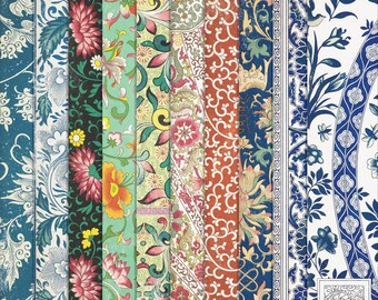 Vintage Chinese Ornament Printable Paper Set: Luxe Junk Journal (Digital Download)