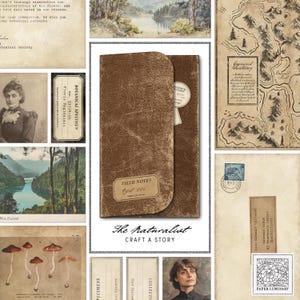 The naturalist digitale afdrukbare mini story folioset - vintage folio voor ongewenste tijdschriften, digitale download, afdrukbare tags, scrapbooking