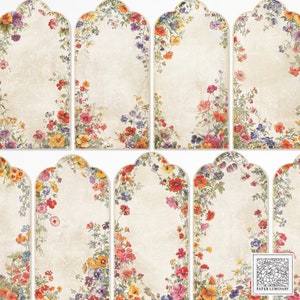 Storybook Floral gealtert Digital druckbare Junk Journal Tags - Junk Journal Ephemera, digitaler Download, druckbare Tags, Scrapbooking