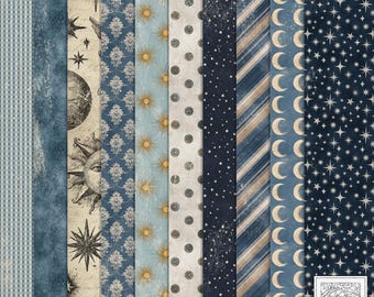 Celestial Junk Journal Paper | Victorian Scrapbook Printable (Digital Download, PDF)