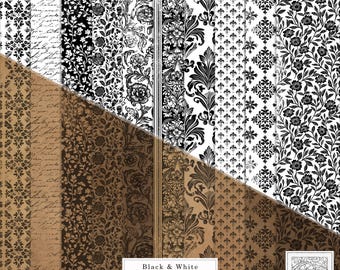 Vintage Style Junk Journal Paper – Black & White Printable Collage (Digital Download)