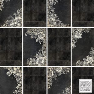 Sobres y tarjetas de notas con diseño floral vintage para imprimir - Efímeras de diario basura, descarga digital, creación de tarjetas, scrapbooking
