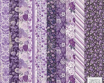 More Purples Florals Shabby Chic Paper Set: Junk Journal Printable (Digital Download)