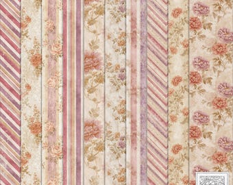 Shabby Chic | Faded Summer Floral Printable Paper Set - Junk Journal Papers, Digital Download, Printable Papers, Collage Papers, Scrapbook