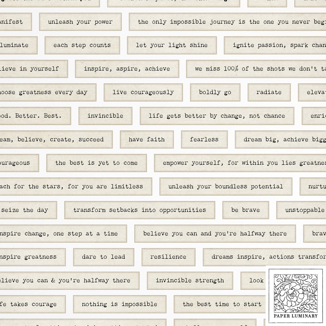 70+ Inspirational Printable Words &amp; Phrases - Vintage Rustic Ephemera for Junk Journals ...