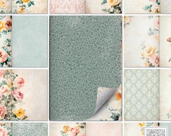 Vintage Floral Journal Kit: Shabby Chic Printable Papers (Digital Download)