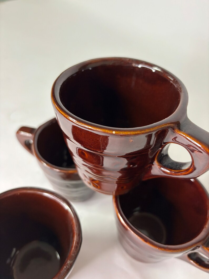 Vintage Marcrest Daisy & Dot Stoneware Coffee Mugs One Finger Handle