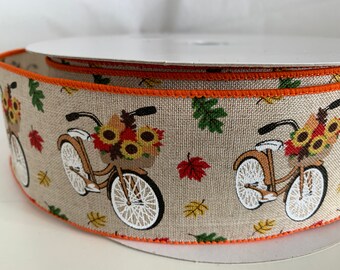Bows Wreaths Bicycles with Flowers Ribbon Wired Ribbon 3 YARDS Gift Baskets Decorative Ribbon 2 12 Wide Home Decor