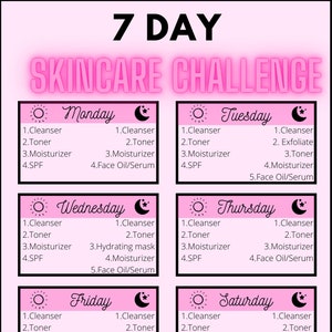 7 Day Skin Cycling Skincare Routine Printable Planner | Weekly Skincare Challenge | Skin Cycling | Skin Barrier repairing