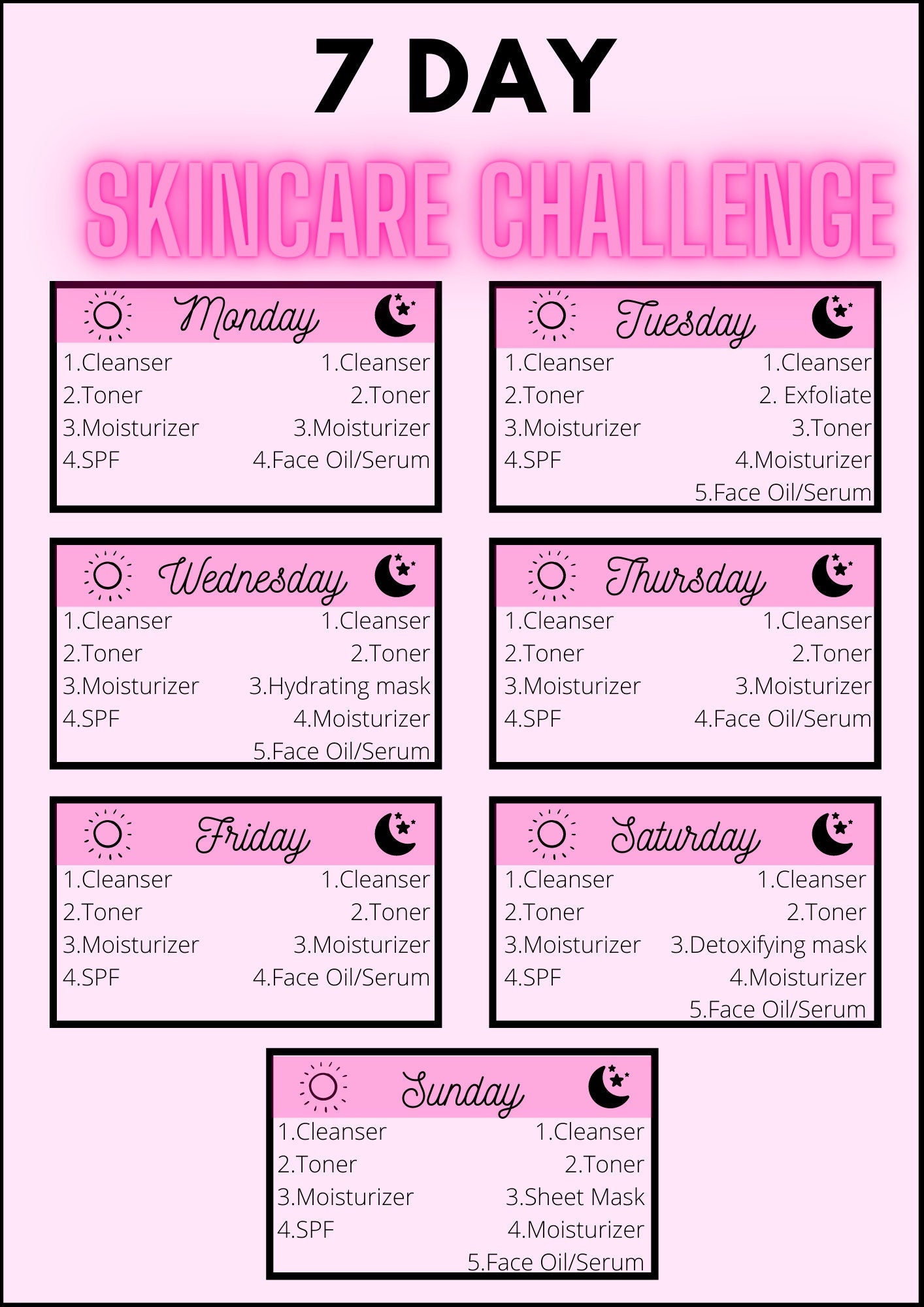 7 Day Skincare Routine Printable Planner Weekly Skincare Etsy Finland pele-natural-glowing-skin-mask-glowing-complexion-glowy-skin