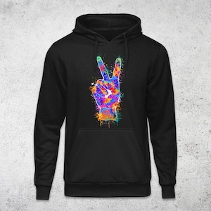 Peace Hoodie - Colorful Victory Sign Hoodie - Unisex Pullover Hoodie - Hoodie for Women - Hoodie for Men - Hoodie sweatshirt, Berts Hoodies