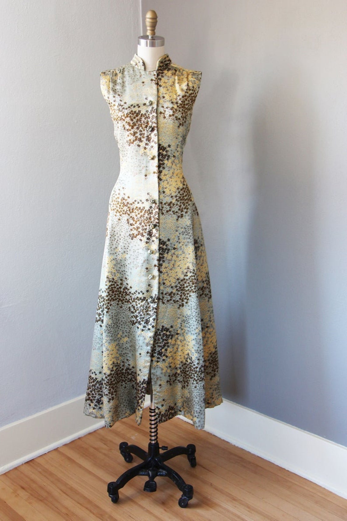 Dressing Gown Hong Kong Silk Satin Floral Print Dress Etsy