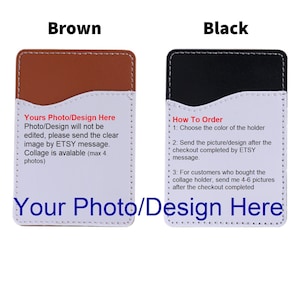 Leer PV zwart of bruin foto iPhone-kaarthouder telefoonhoes creditcard ID-houder opplakken, iPhone-hoesje portemonnee