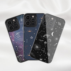 space astronaut phone case, planet star iphone case, outer space iphone case, black and white galaxy case, constellation case, zodiac