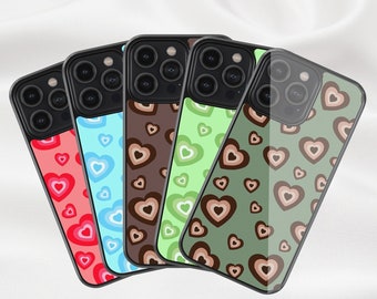 heart phone case, brown infinity heart phone case, love sweet brown heart iphone case, chocolate sage green expanded hearts phone case