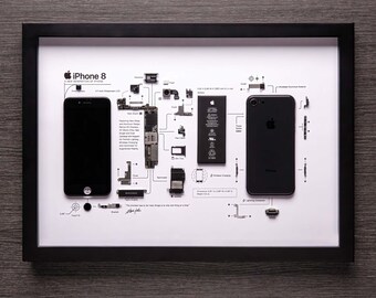 Framed iPhone 3 3gs 4 4s 5 6 7 8 X Disassembled Phone Wall