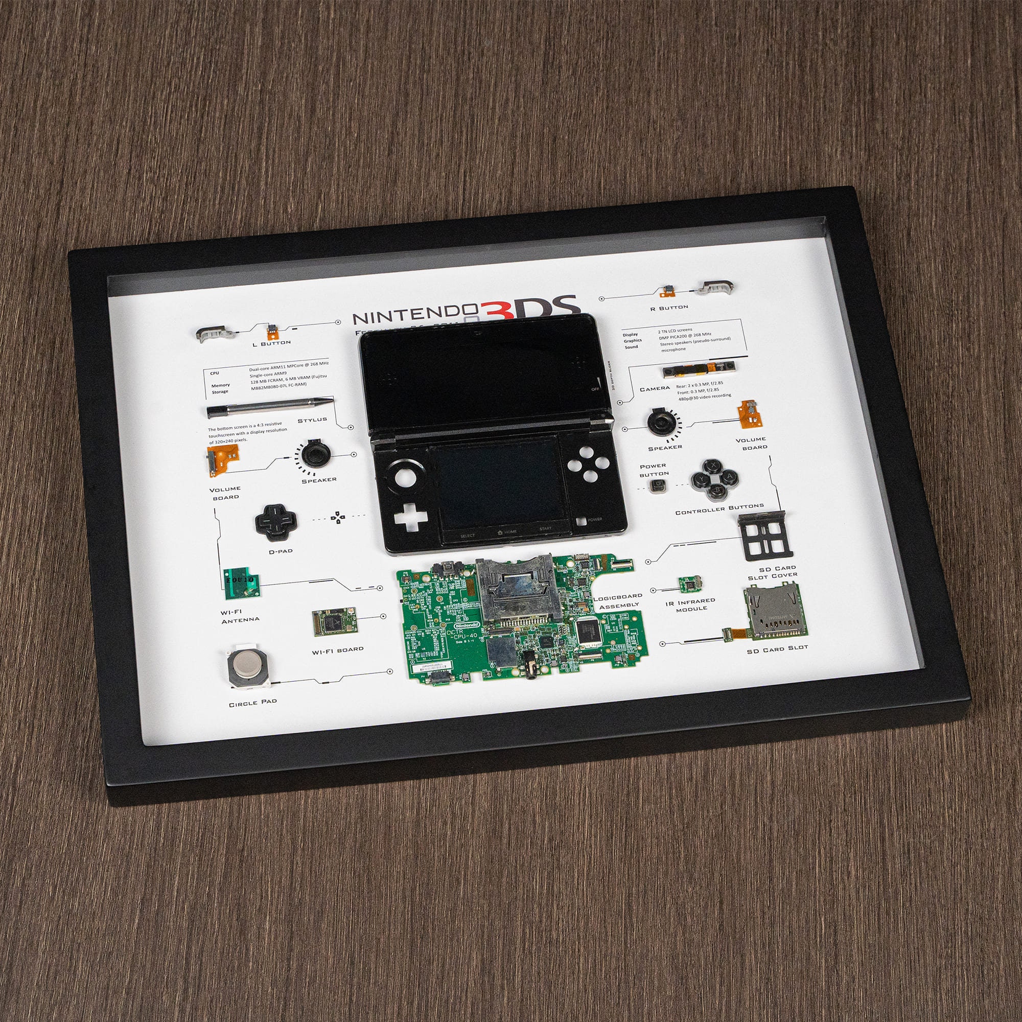Framed Nintendo 3DS Disassembled Game Console Wall Art Gifts