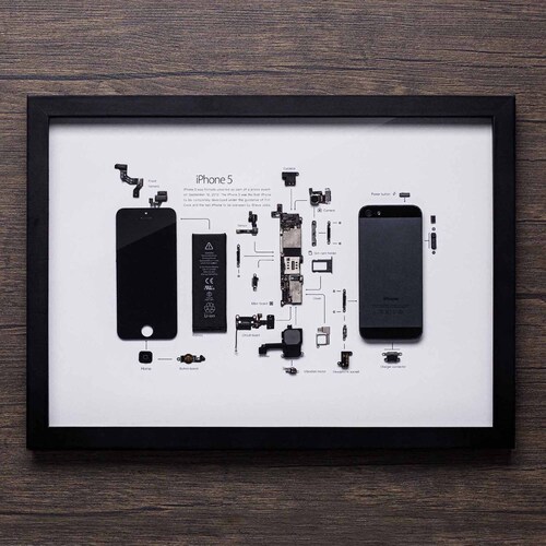 Framed iPhone 5 Teardown Art: Gift for Tech Lovers (A3 Frame) - Etsy