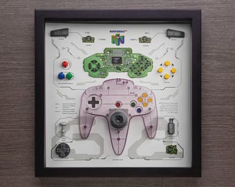 Framed Nintendo 64 Controller Art: Disassembled N64 Console Decor