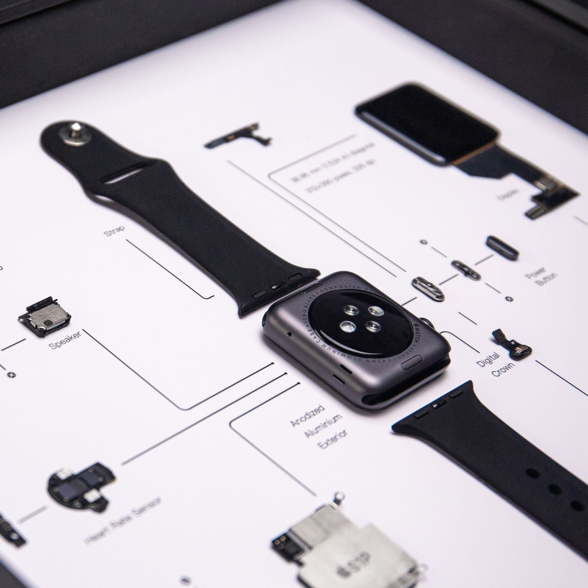 フレーム入り Apple Watch 第 1 世代 Series 0 分解済みウォール フレーム入り Apple Watch 第 1 世代 Series 0 分解済みウォール