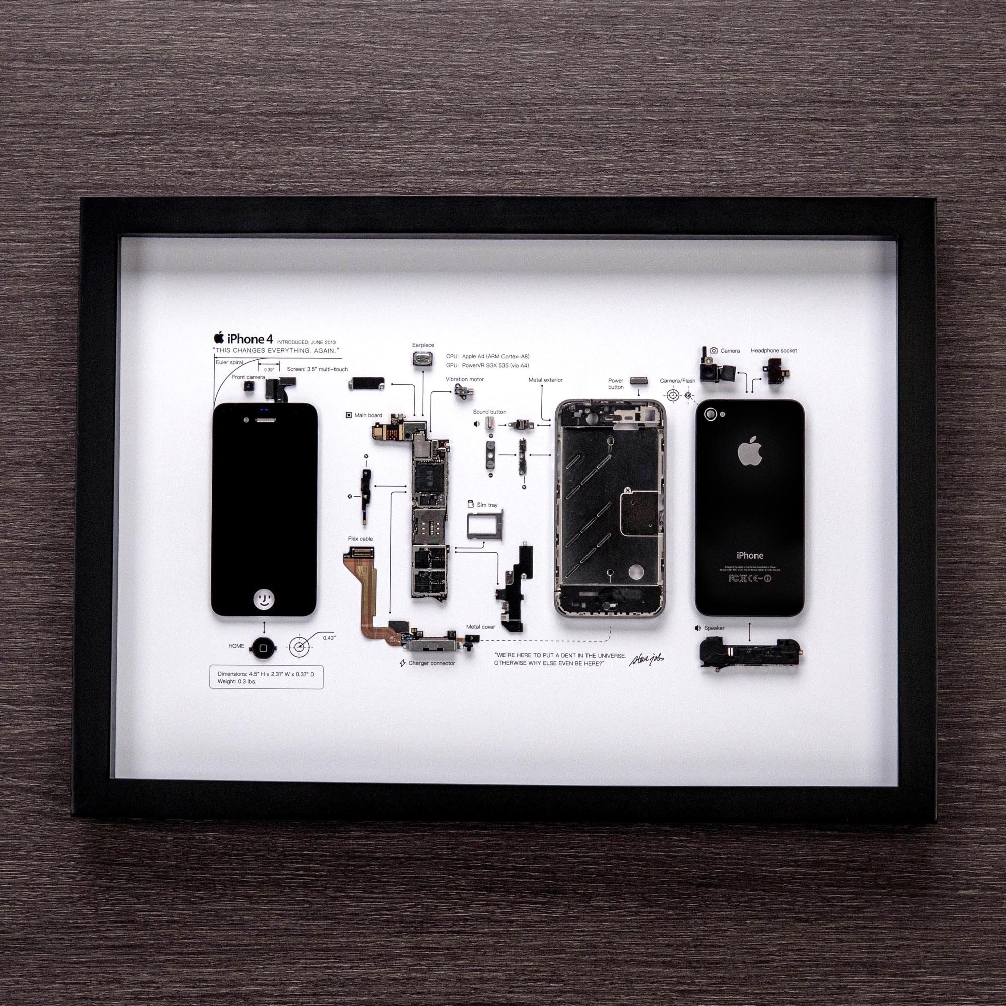 Framed Iphone 3 3gs 4 4s 5 6 7 8 X Disassembled Phone Wall Art