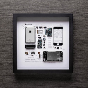 Framed iPhone 3 3Gs 4 4s 5 6 7 8 X Disassembled Phone Wall Art Gifts for Tech / Apple Lovers Grid Frame Studio image 2