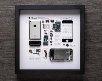 Framed iPhone 3 3gs 4 4s 5 6 7 8 X Disassembled Phone Wall