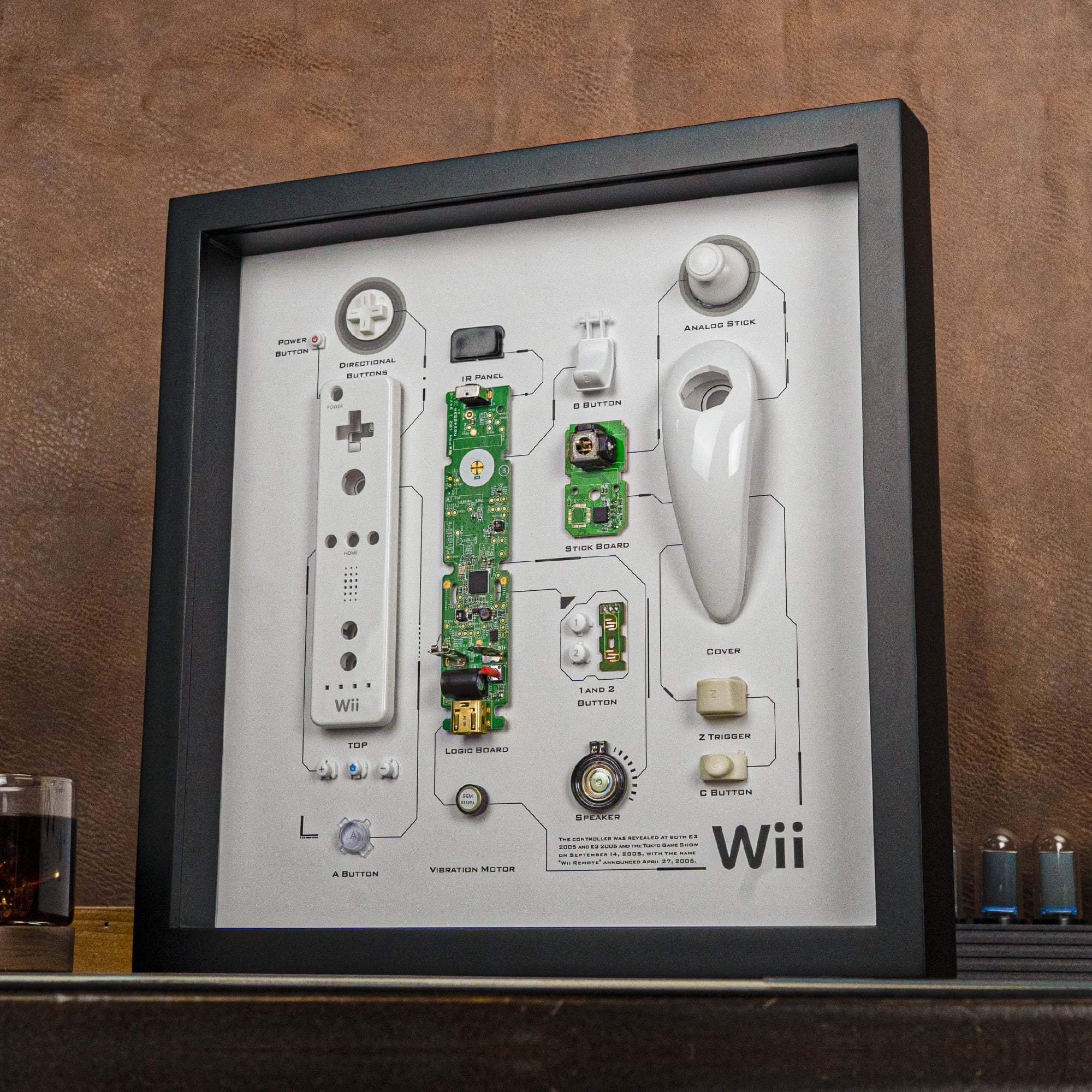 Framed Nintendo Wii Remote Art - Disassembled Controller, Gamer