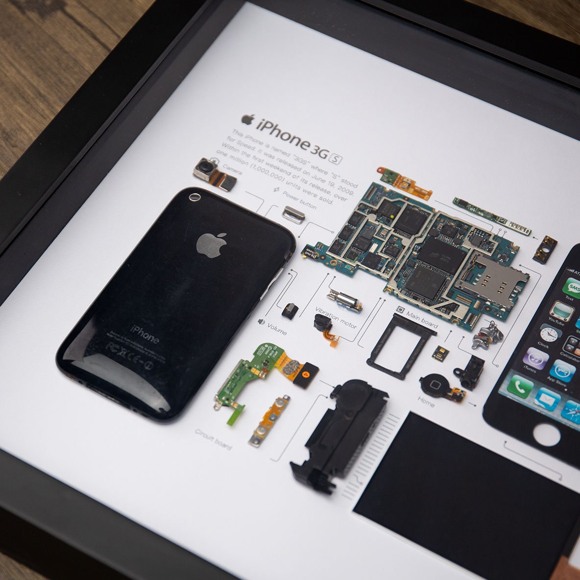 Buy Framed iPhone 3gs Disassembled Phone Wall Art Gifts for