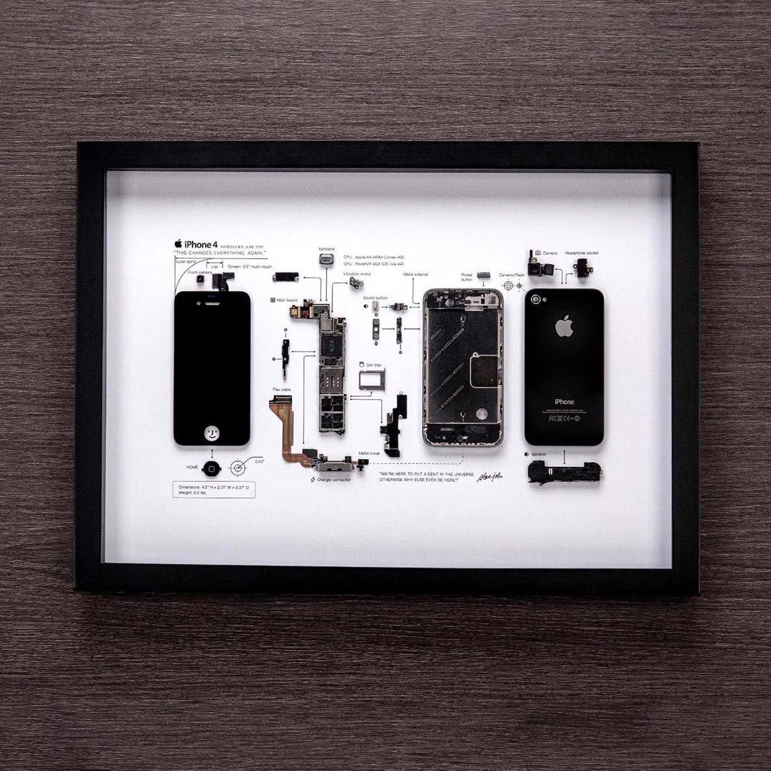 Buy Disassembled iPhone Art: Tech Gift in Black Frame (11.7