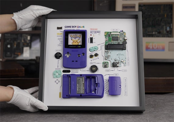 Framed Nintendo Game Boy Color GBC Disassembled Game Console Framed Nintendo Game Boy Color GBC Disassembled Game Console