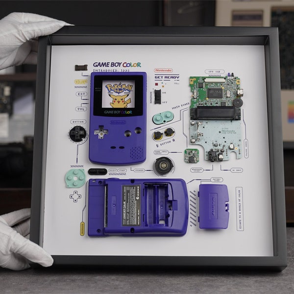 Framed Nintendo Game Boy Color GBC  Disassembled Game Console Tear Down Wall Art Gifts for Friends Wall Decor