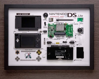 Framed Nintendo DS Lite NDSL Disassembled Game Console Tear Down Wall Art Gifts for Friends Wall Decor Home Decor