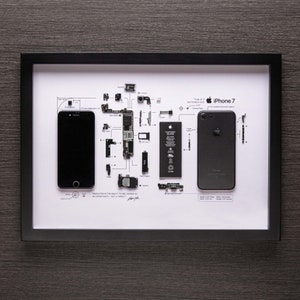Framed iPhone 3 3Gs 4 4s 5 6 7 8 X Disassembled Phone Wall Art Gifts for Tech / Apple Lovers Grid Frame Studio image 8