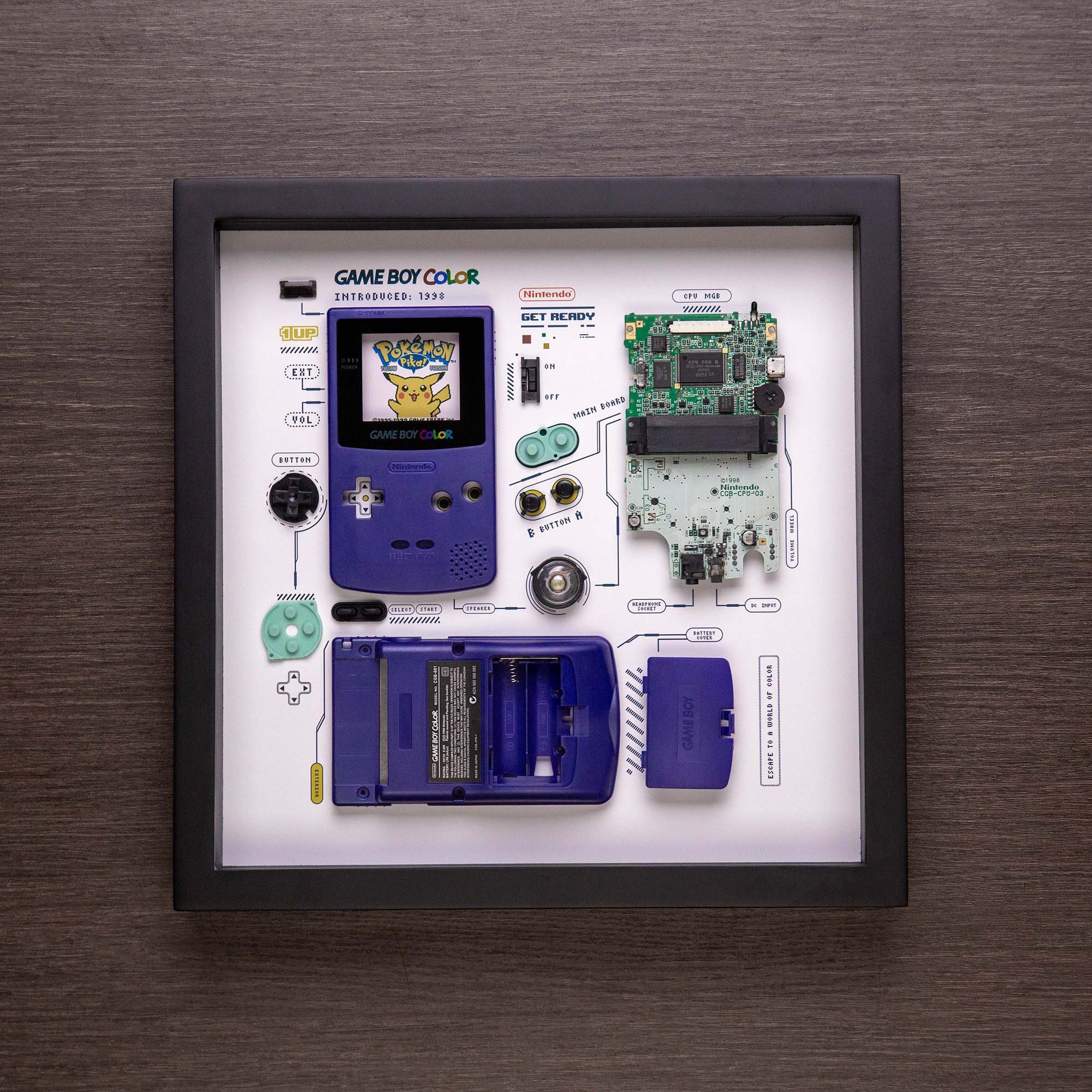 Framed Nintendo Game Boy Color GBC Disassembled Game Console pic