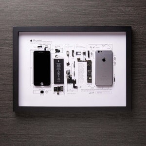 Framed iPhone 3 3Gs 4 4s 5 6 7 8 X Disassembled Phone Wall Art Gifts for Tech / Apple Lovers Grid Frame Studio image 7