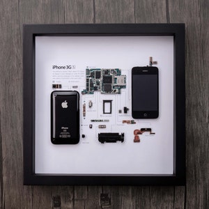 Framed iPhone 3 3Gs 4 4s 5 6 7 8 X Disassembled Phone Wall Art Gifts for Tech / Apple Lovers Grid Frame Studio image 3