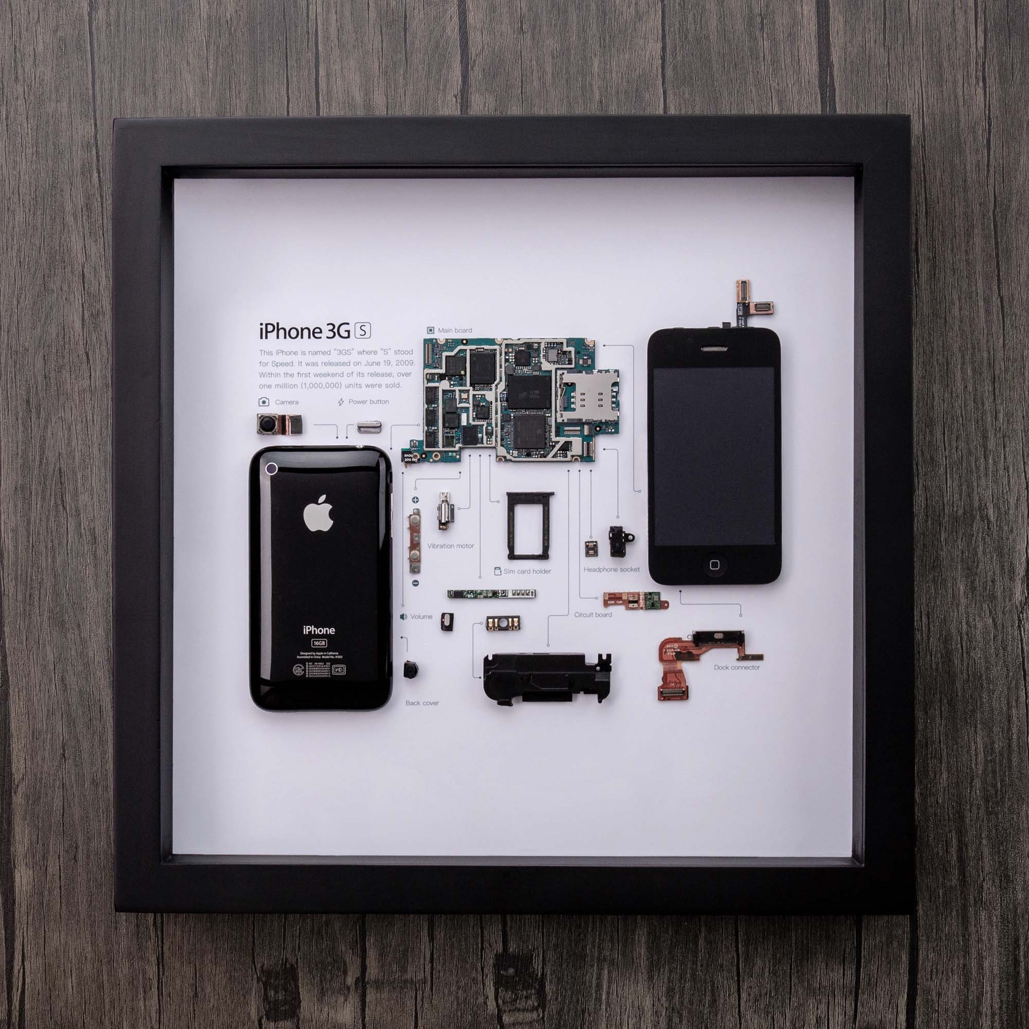Framed iPhone 3 3Gs 4 4s 5 6 7 8 X Disassembled Phone Wall Art Etsy