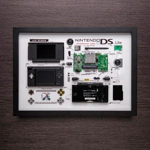 Framed Nintendo DS Lite NDSL Disassembled Game Console Tear Down Wall Art Gifts for Friends Wall Decor Home Decor