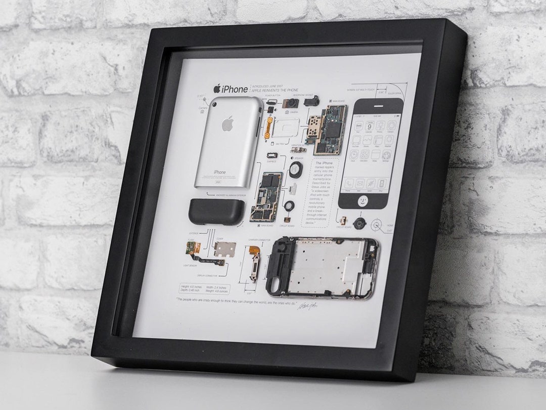 Framed iPhone 2G Disassembled Phone Teardown iPhone Wall Art