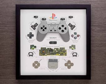 Marco para mando de PS1 hecho a mano: arte mural de videojuegos retro