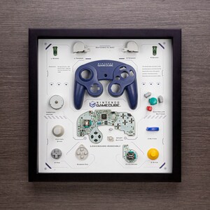 Controller Nintendo GameCube Indigo con cornice per console di gioco Sony PlayStation smontata, regalo da parete per amici, decorazione da parete per la casa