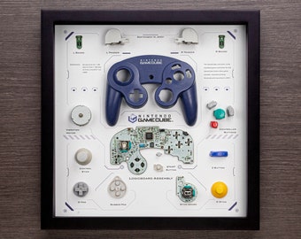 Arte enmarcado de un control de Nintendo GameCube: Decoración de consola desmontada