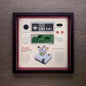 フレーム入り任天堂エンターテイメントシステムコントローラー NES コントローラー 分解されたゲームコンソール ウォールアート 友人へのギフト 壁装飾 ホームデコレーション