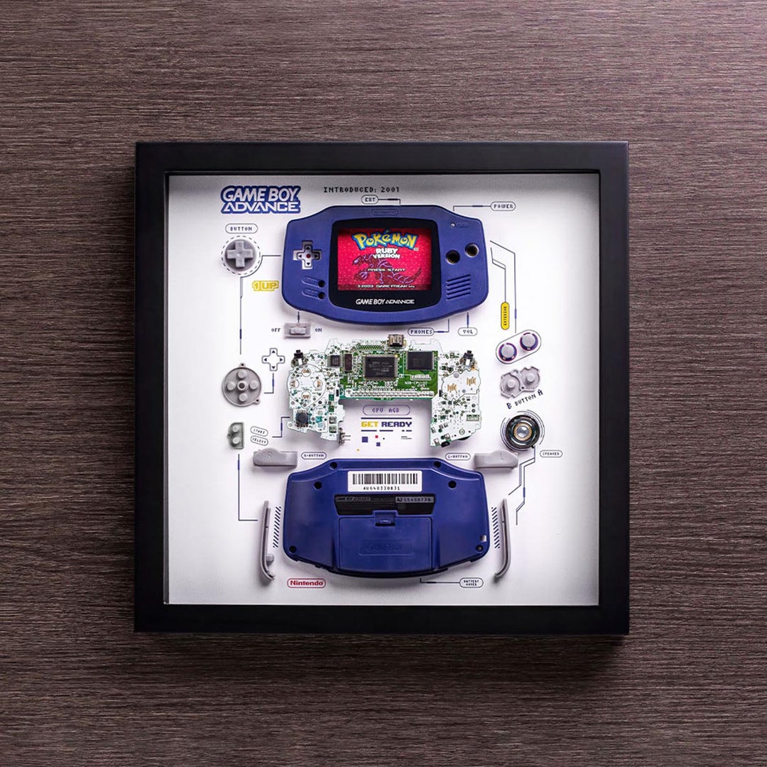 Framed Nintendo Game Boy Advance GBA Disassembled Game Framed Nintendo Game Boy Advance GBA Disassembled Game