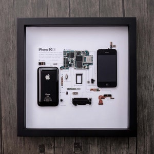 Framed iPhone 3Gs Disassembled Phone Wall Art Gifts for Tech / Apple Lovers Grid Frame Studio image 1