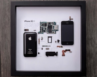 Framed iPhone 3Gs Disassembled Phone Wall Art Gifts for Tech / Apple Lovers Grid Frame Studio