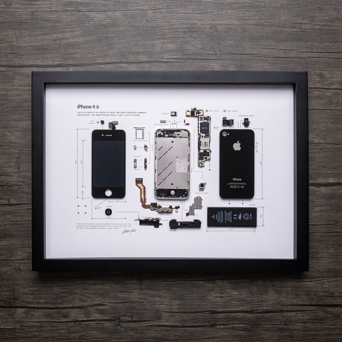 Framed Iphone 3 3gs 4 4s 5 6 7 8 X Disassembled Phone Wall Art Etsy