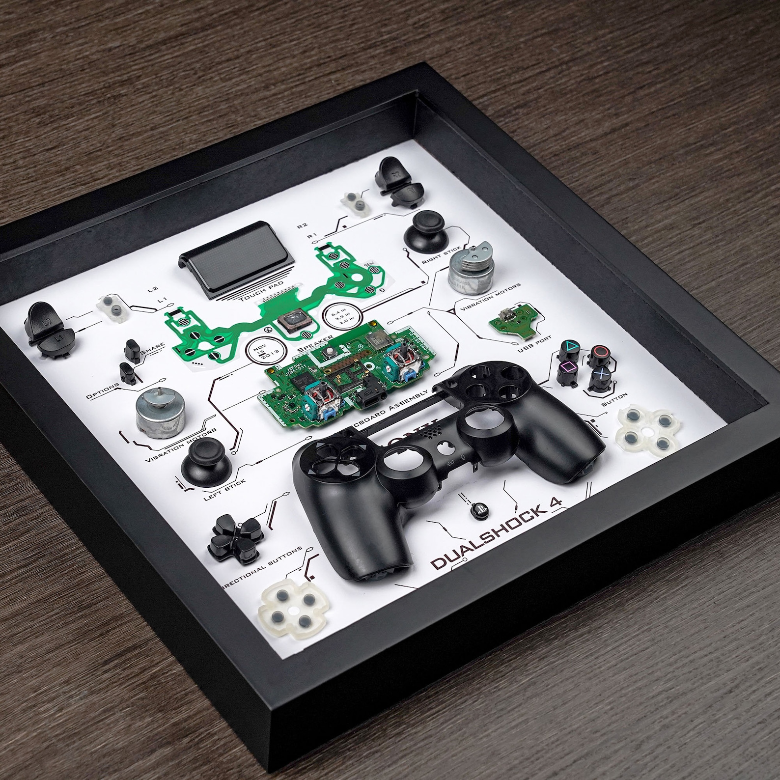 Ps4 Controllet Frame Framed Playstation 4 Controller Art: Disassembled DUALSHOCK 4 - Etsy